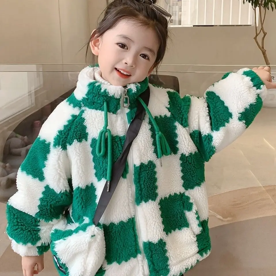 Girls' Lamb Wool Coat Winter 2022 New Western Style Fashion Baby Children's Winter Clothing Furry Sweater