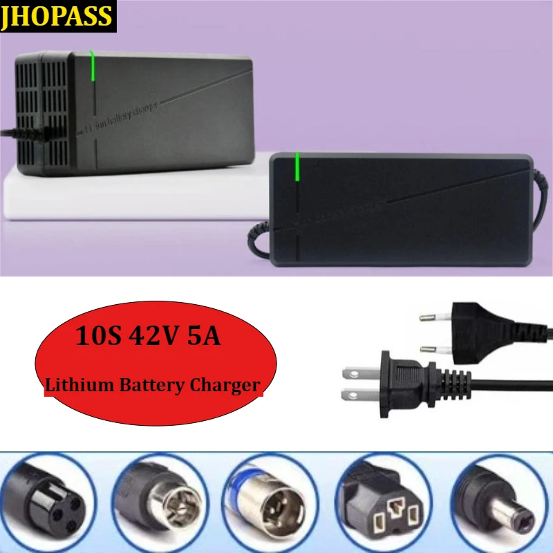 10S 36V 5A LiFePo4 Li-ion LED lithium battery charger for Smart 42V Motorcycle E-bike Scooter charge AC110-220V EU US AU UK Plug