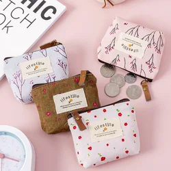 Fashion Mini Bags Flower Pattern Coin Purses Canvas Coin Wallet Ladies Girls Earphone Coin Key Money Storage Bag Zipper Pouch