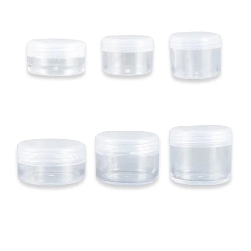 

100Pcs Empty 3g 8g 10g Cosmetic Pots Lip Balm Jar Plastic Cosmetic Container Makeup Refillable Packing Tins