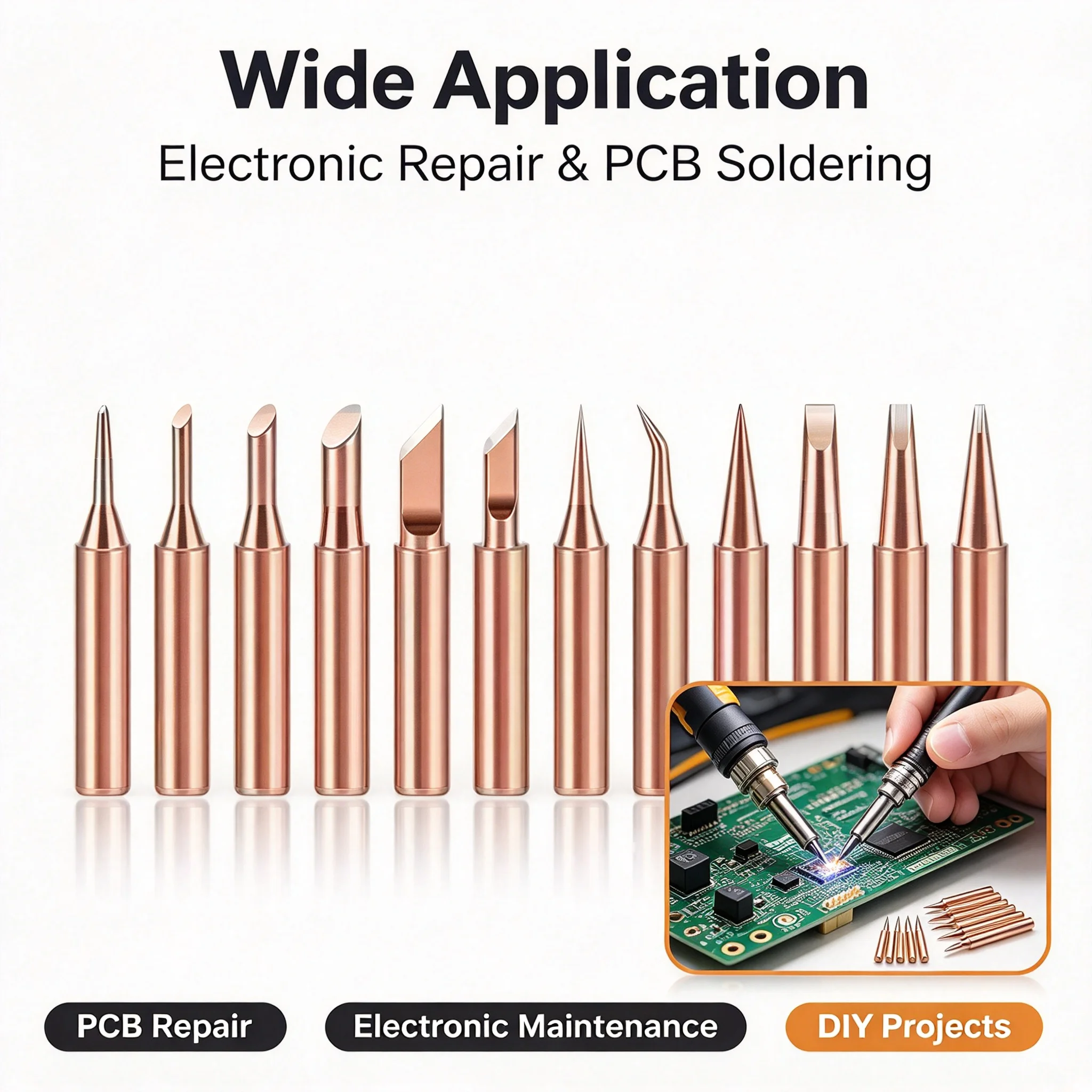 10 Pieces of Copper Plated Iron Soldering Tips 900M Electric Soldering Iron Tips Set with Built-In High-Temperature Welding Tool view 5