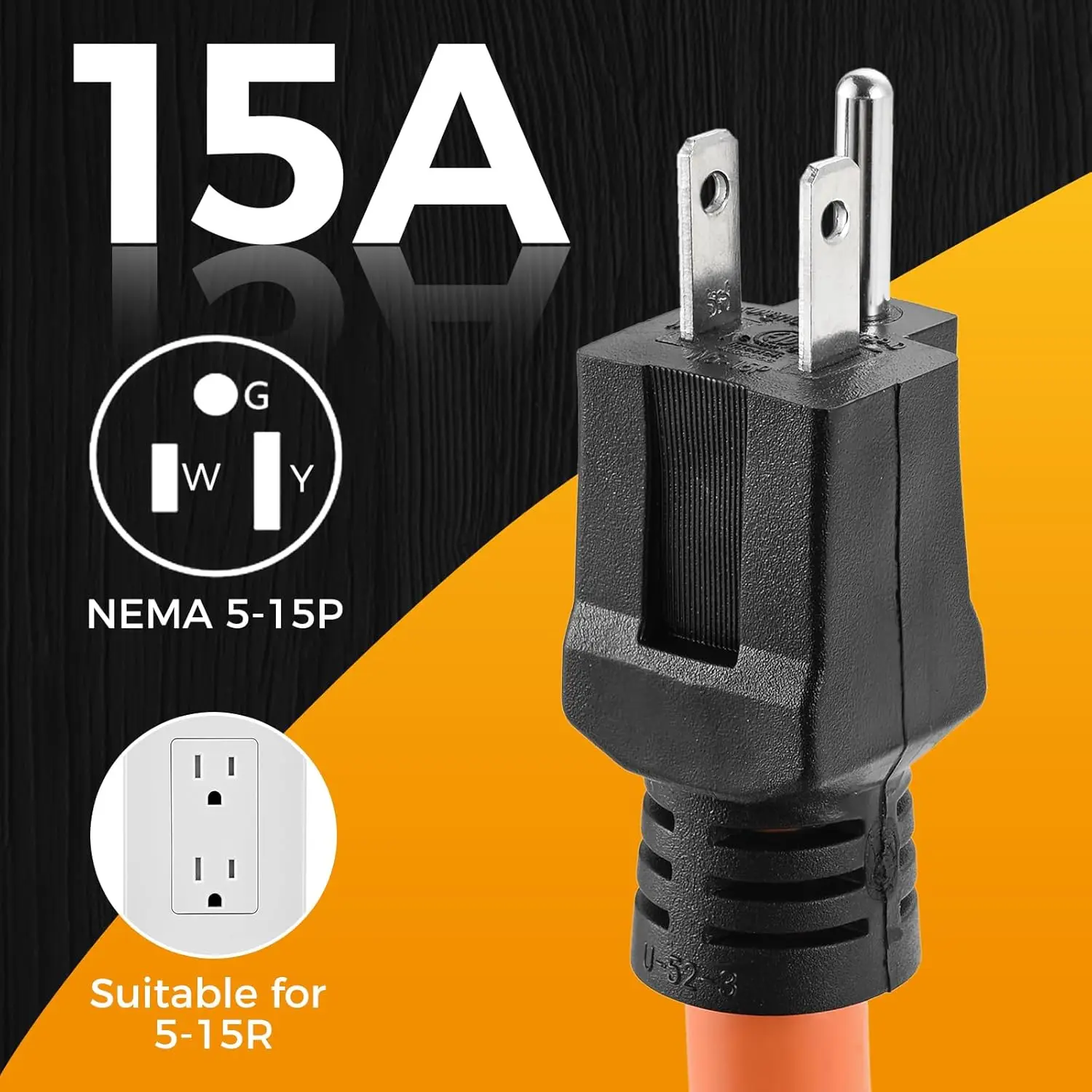 5-15P To L14-30R Generator Welder Adapter Plug Cord 1.5FT Household 15A To Generator Lock in 30A Inlet Transfer Switch Converter
