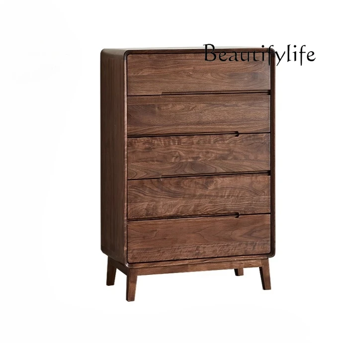 

North American black walnut solid wood chest of drawers Nordic simple storage lockers Home living room chest of drawers