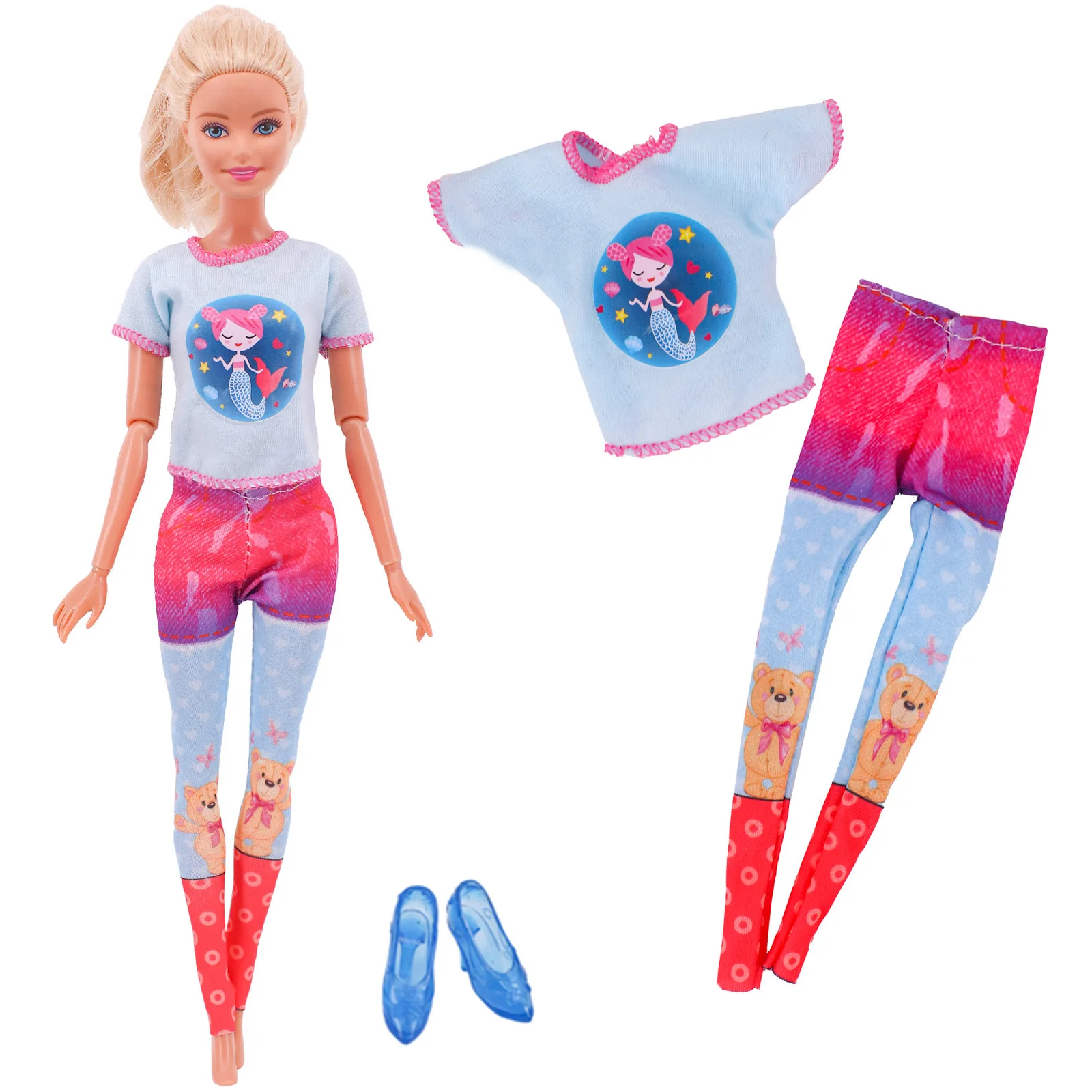 Barbies Doll Clothes 1Set New Fashion T-Shirt/Jacket + Trousers Suitable For 11.8inch Doll Casual Clothing Free Shoe Girl Gift