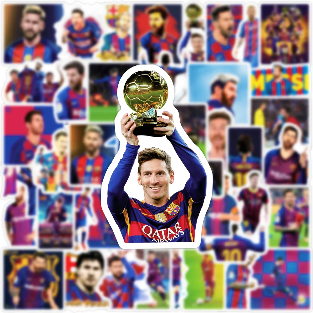 50Pcs Super Star Soccer Player Messi Stickers, Vinyl Waterproof Laptop Water Bottle Stickers for Aldults Boys Girls Teens,Messi