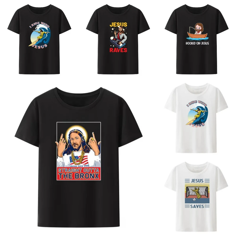 

Moshi Jesus Desu Funny T-shirt Tee Short-sleeve Breathable T-shirts Men and Women Casual Tops Pattern Roupas Masculinas Koszulki