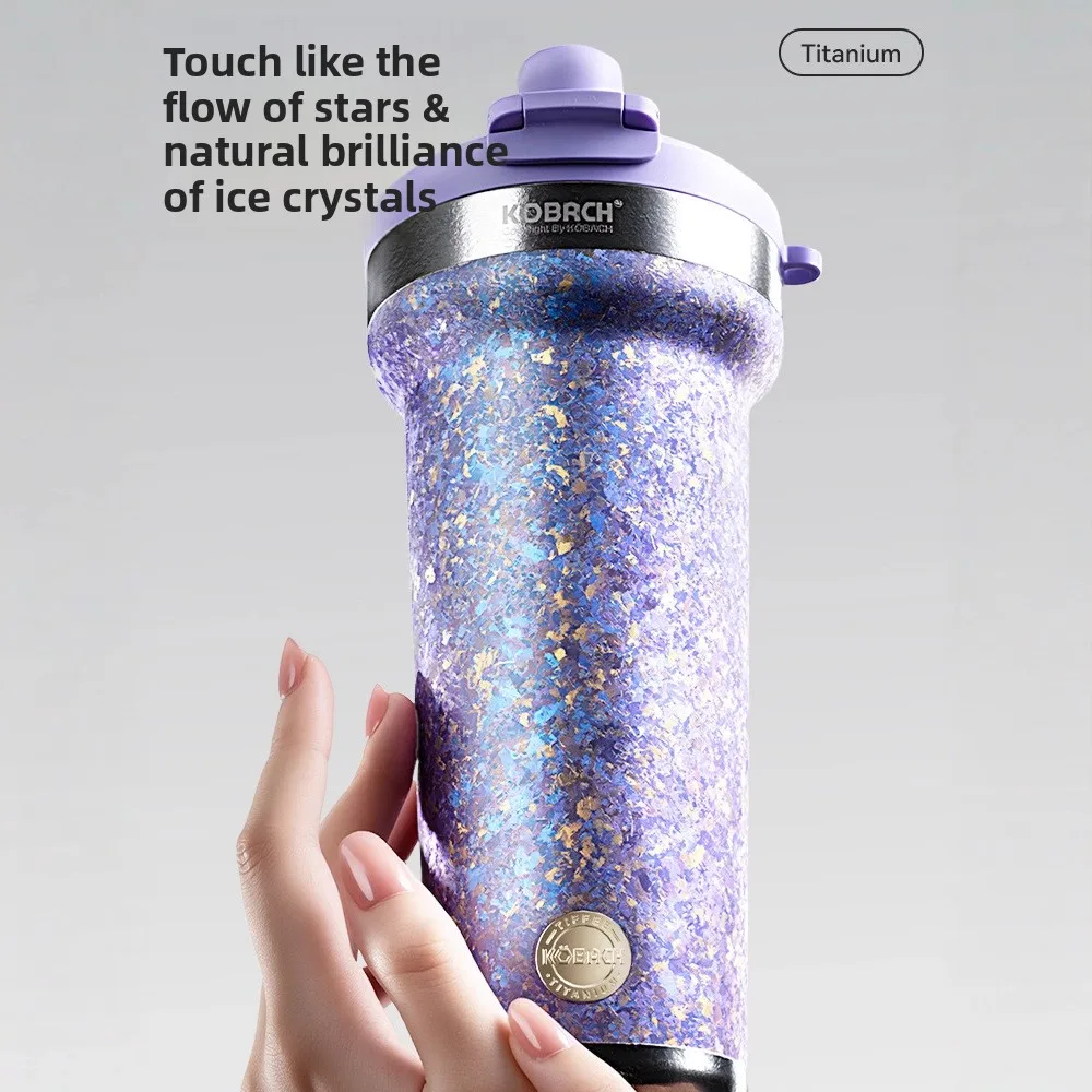 YFY pure titanium thermos cup straw titanium coffee cup high value large capacity portable water cup