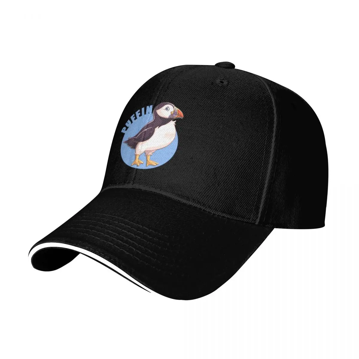 Cute Puffin Logo Baseball Cap Cotton Twill Breathable Contrast Two Tone Brim Snapback Flat Bill