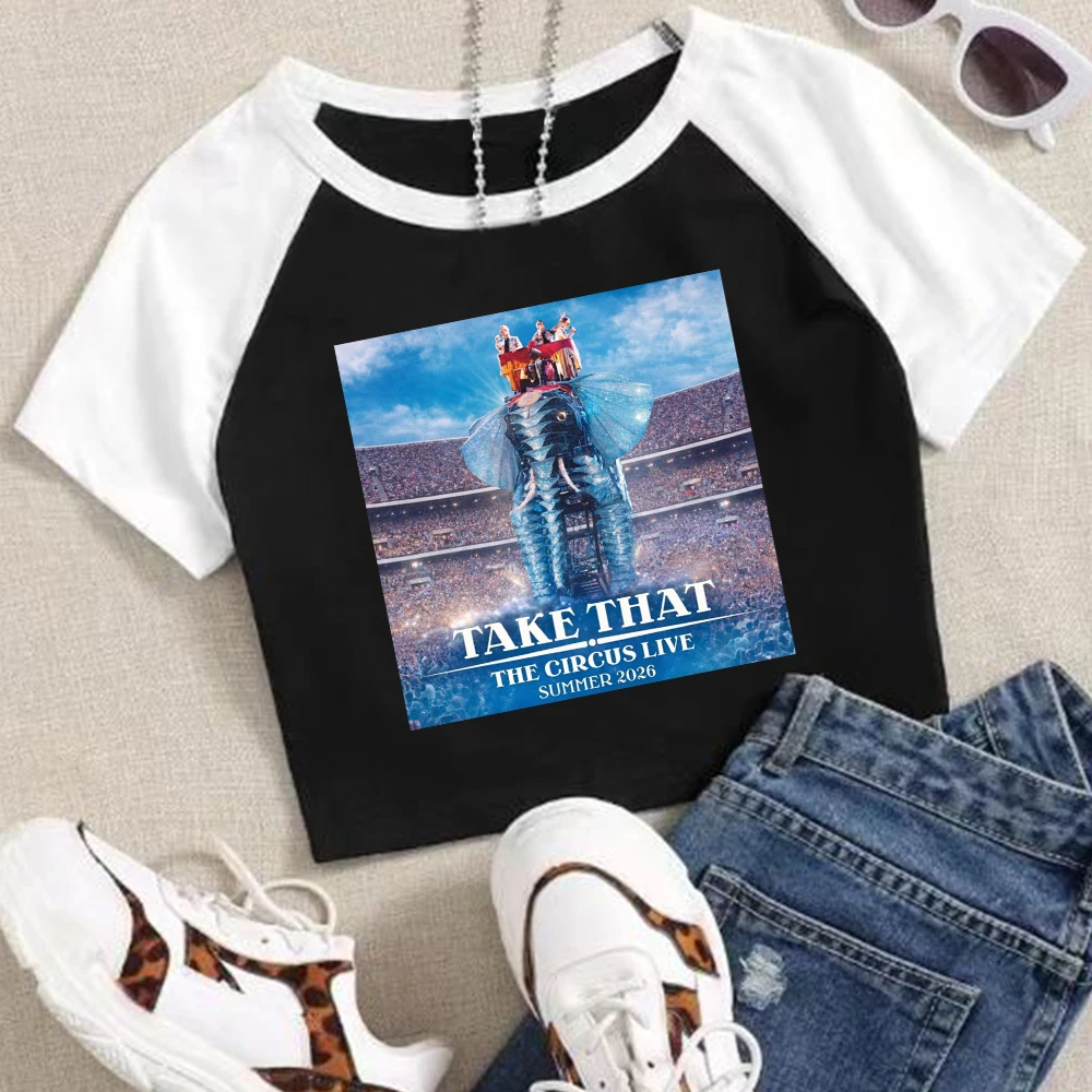 Take-That The Circus Live Tour 2026 Crop Tops T-Shirt Girls Fashion Women O-Neck Short Sleeve