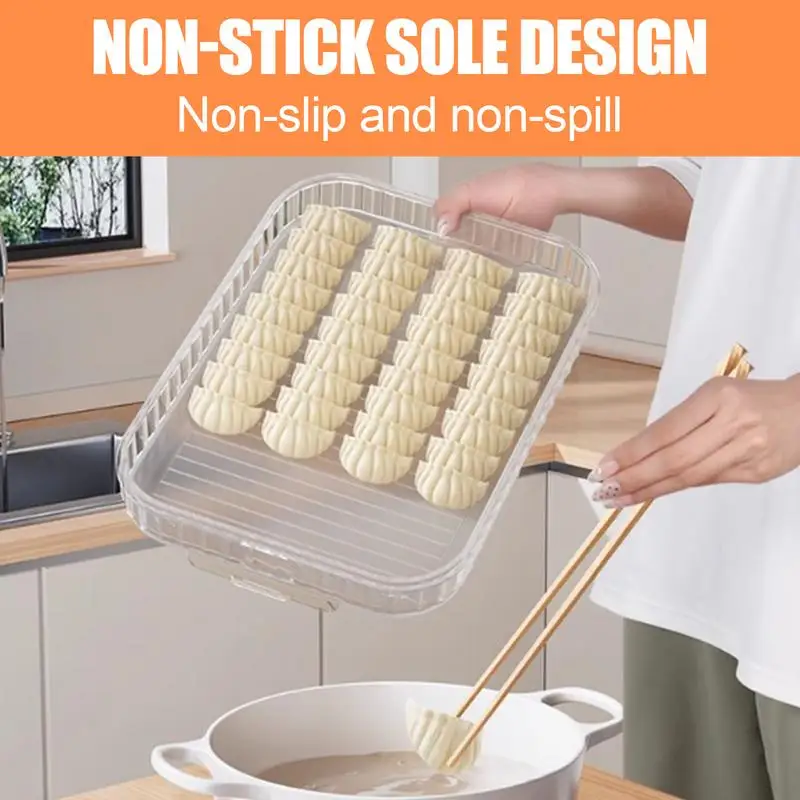 

Food Storage Containers 2 Layer Freezer Dumpling Box With Lid Fresh-Keeping Space-Saving Kitchen Organization For Cookies Donuts
