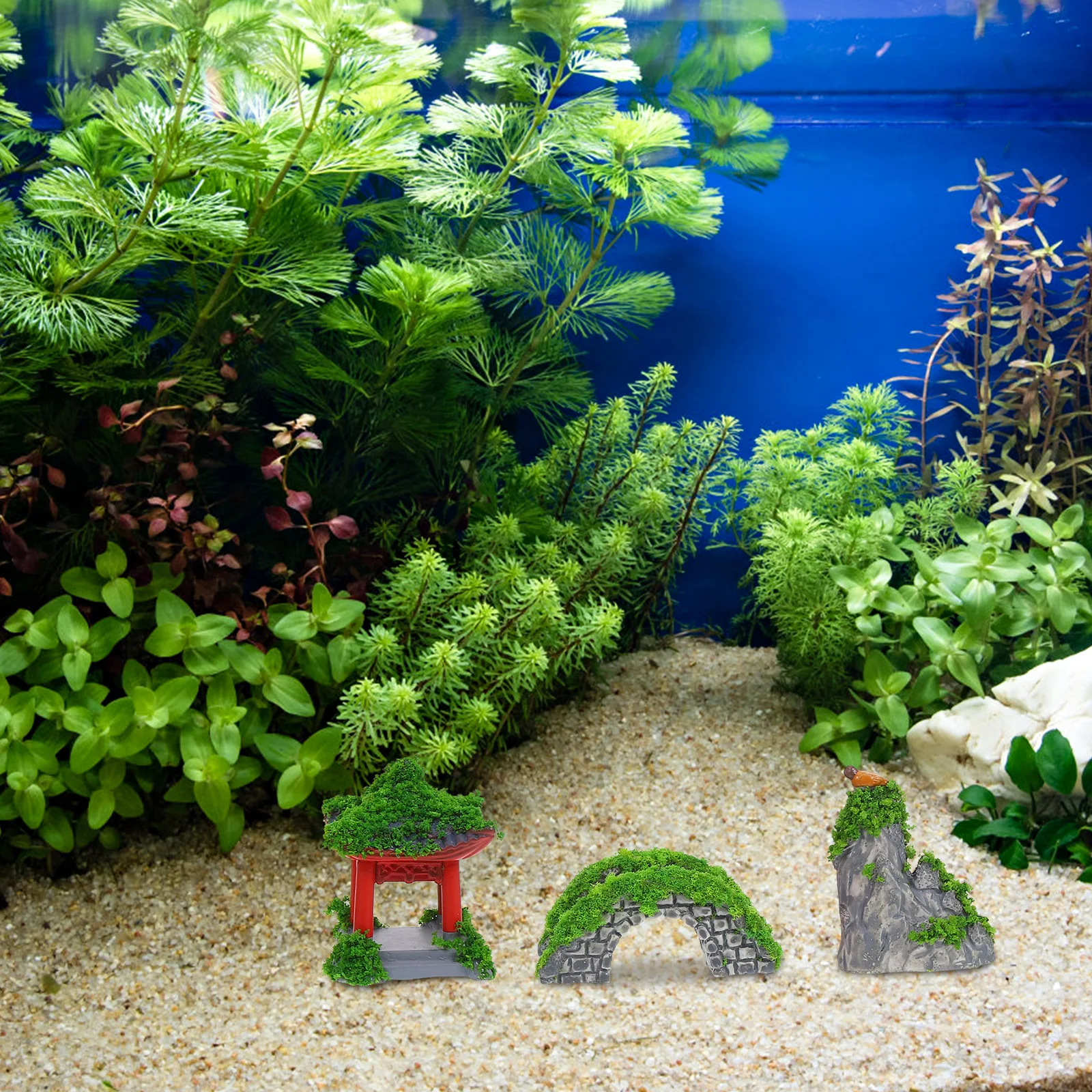 

6pcs Ancient Pavilion Bridge Decorative Resin Miniatures Reusable Sturdy Fish Tank Aquarium L Terrarium Bonsai Shinto