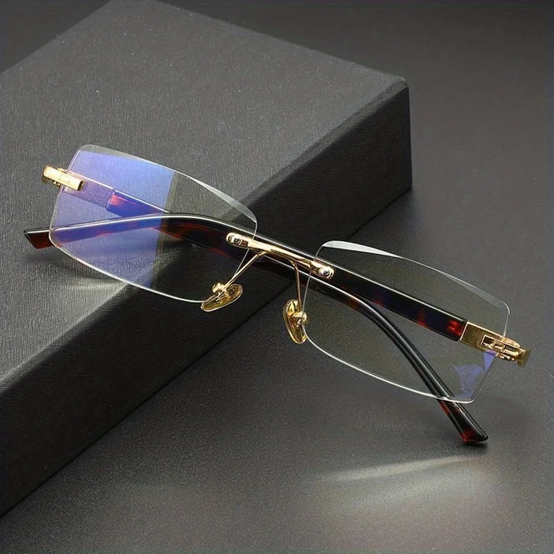 FG High Quality Anti Blue Light Reading Glasses for Mens Crystal Lenses Frameless Presbyopic Glasses очки для чтения мужские