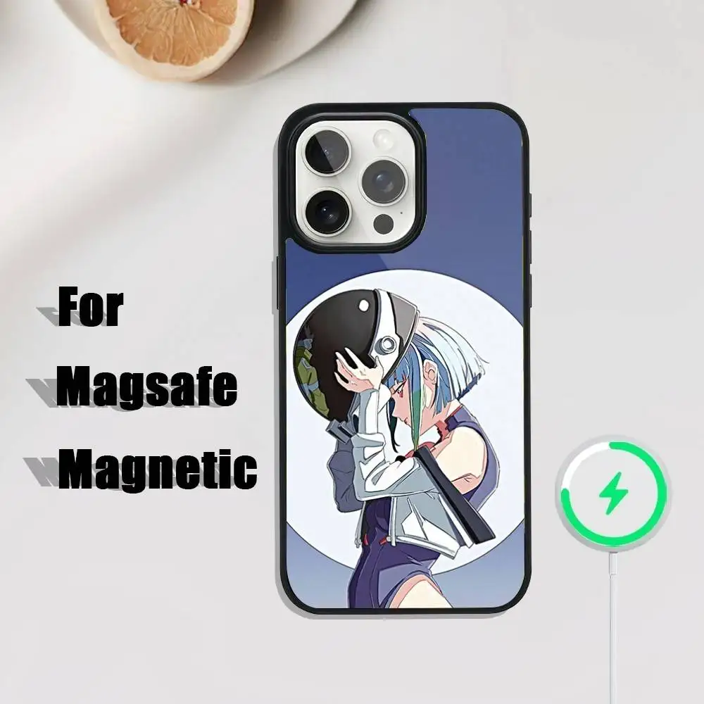 Lucy c-cyberpunks capa de telefone para iphone 17,16,15,14,13,12,11, pro, max, plus, mini, se4, e carregamento magnético sem fio magsafe