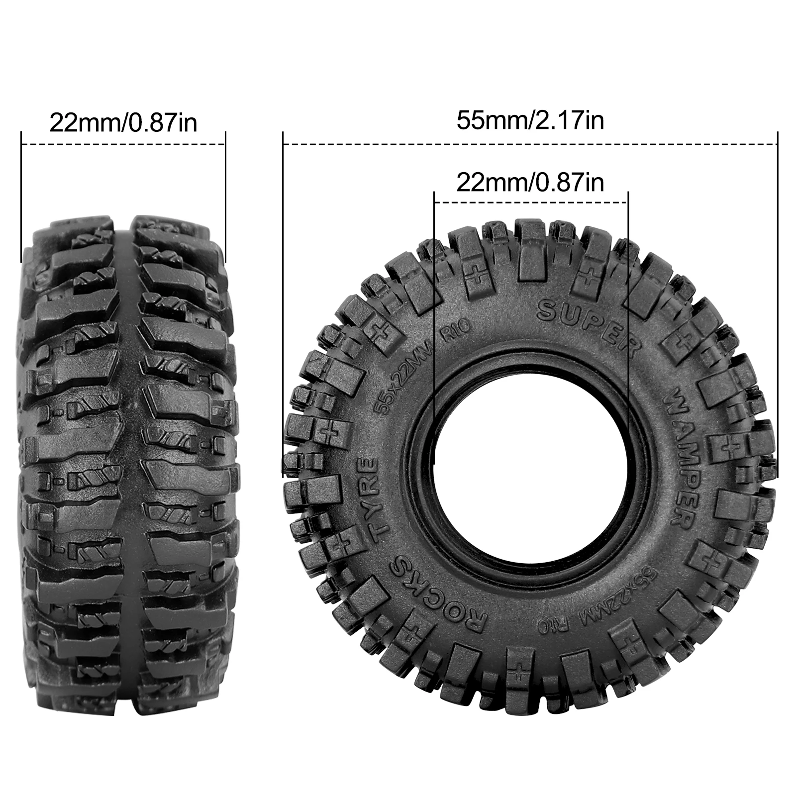OGRC 1.0'' Crawler Tires 55*22mm for 1/18 TRX4M 1/24 RC Crawler Car Axial SCX24 FMS FCX24 AX24 Upgrade Parts