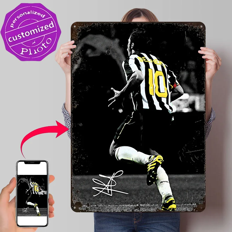 Football Player Alessandro Del Piero Personalized 3D Textured Metal Poster Wall Art Vintage Tin Signs for Living Room Decoration