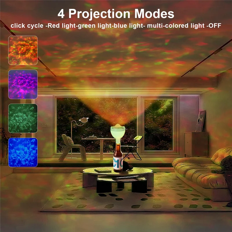 LICE-مصباح زجاجة لاسلكي، ضوء زجاجة LED مع وظيفة الإسقاط، مصباح زجاجة النبيذ مع 3 درجات حرارة اللون وإضاءة RGB