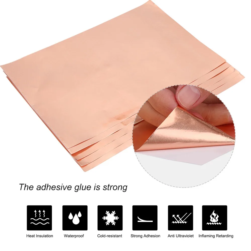 ​11.8x8.9 inch Copper Foil Tape​ Shielding Material​ ​Grounding Tape​ ​Conductive Copper Sheet​ Double-Sided Adhesive​