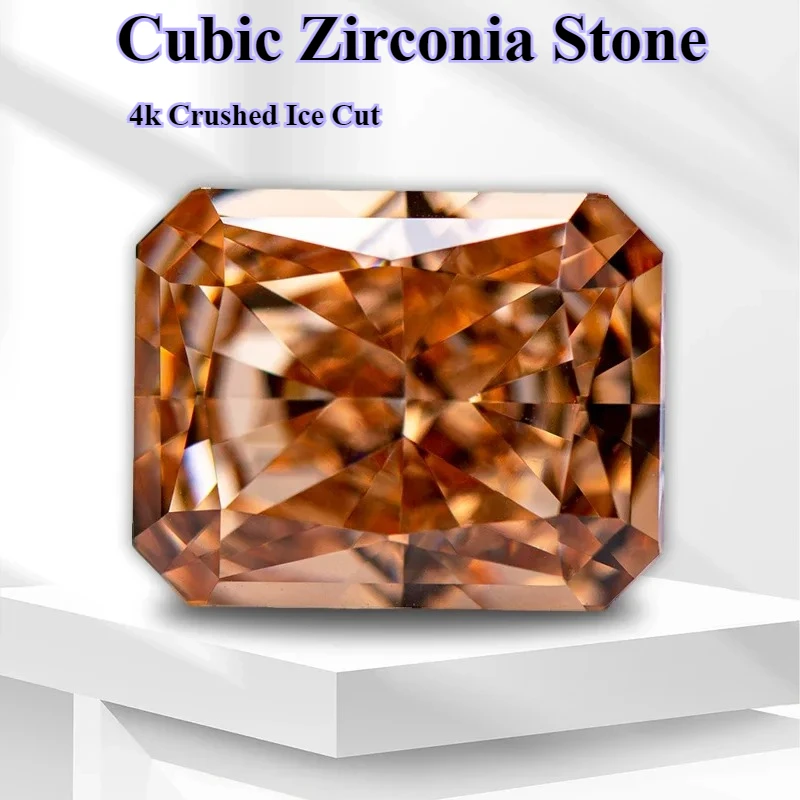 

Wholesale 4k Crushed Ice Cut Cubic Zirconia Stone Champagne Color Radiant Shape Synthetic 5A Lab Synthetic Cz Gems Shiny Quality