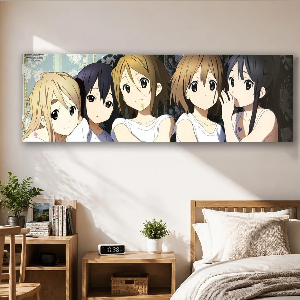 Keion Anime Horizontal Long Wall Tapestry Hirasawa Yui Group Girls Portrait Polyester Wall Hanging Backdrop For Otaku Bedr