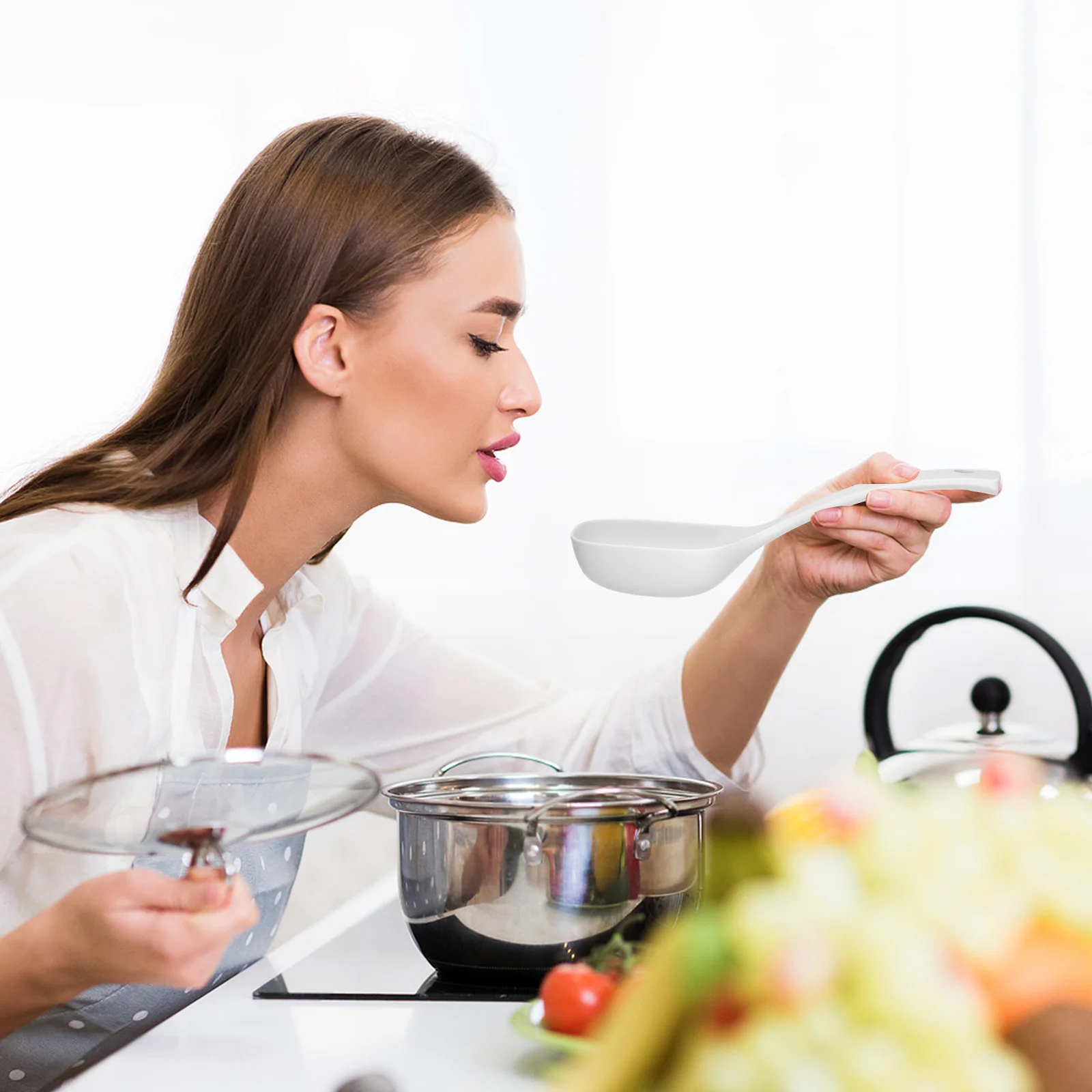 

2pcs Large Long Handle Pp For Restaurant Canteen Home Kitchen Soup Ladle Kitchen Porridge Serving Spoon Cooking Ladle