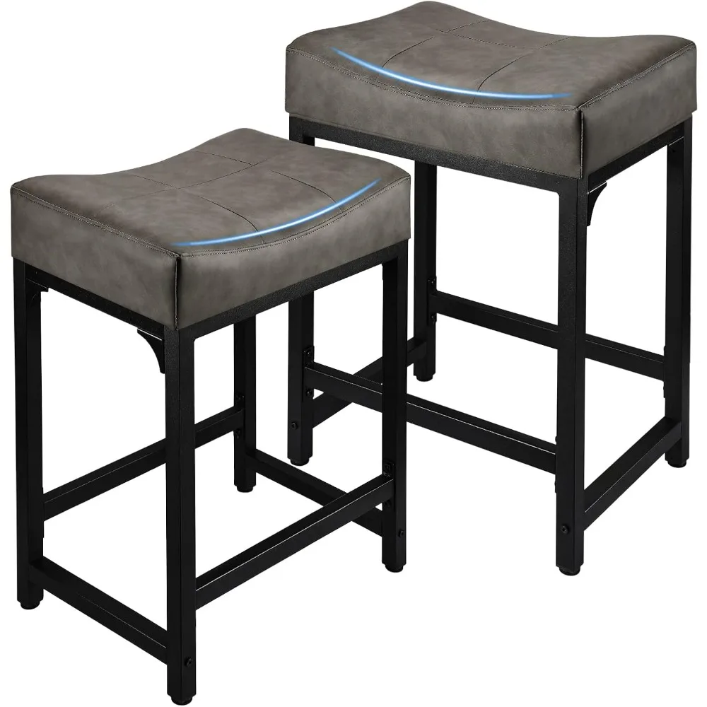 

Набор из 2 современных 24-дюймовых барных стульев с толстыми седлами и металлическим каркасом.