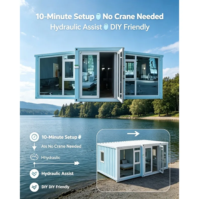2026 Portable 5-Bedroom Prefab Home | 40ft Expandable Light Steel House | Tailor-Made Mobility Solutions