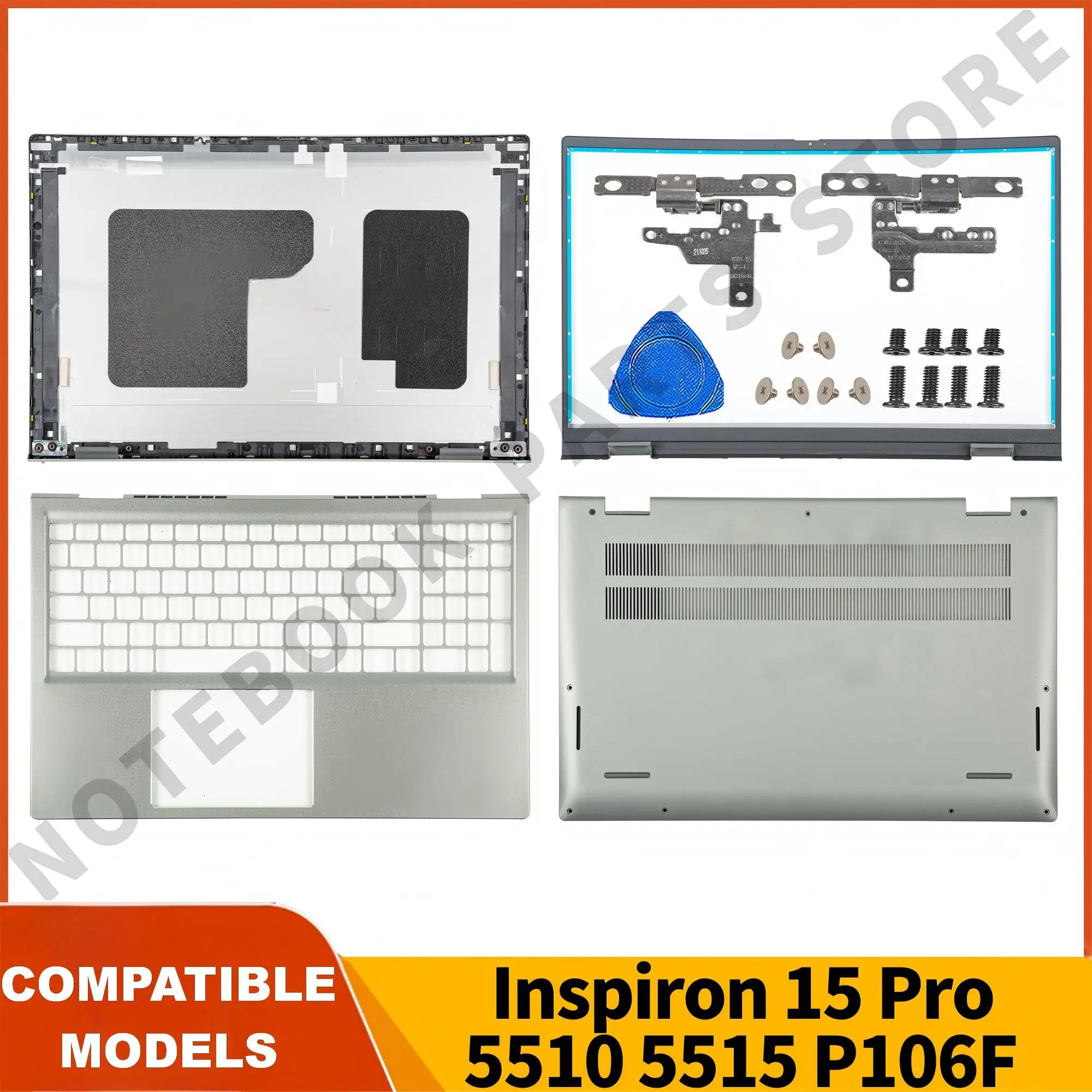 Nouvelles pièces pour Inspiron 15 Pro 5510 5515 P106F LCD couverture arrière 0CHFVW lunette 05WK5X repose-paume charnières inférieures remplacement en métal