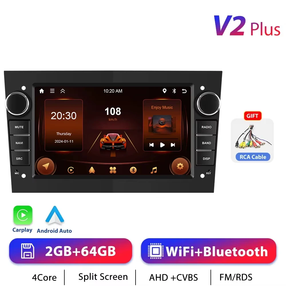 Podofo CarPlay Android Autoradio für Opel Astra Antara Corsa Zafira Combo Intelligentes Autosystem 2din GPS Stereo-Empfänger WiFi Intelligentes Autosystem Dashboard Autoradio Head Unit