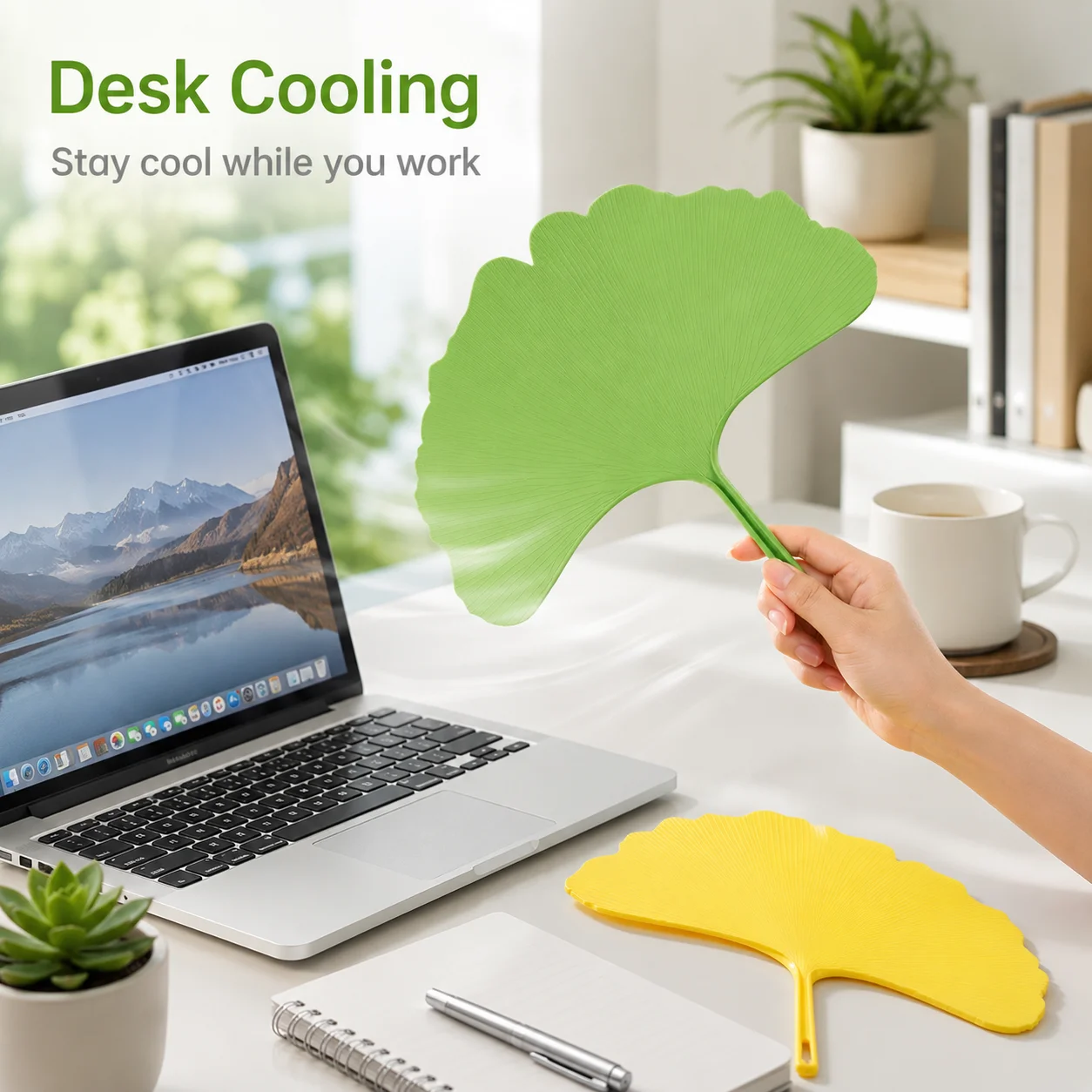Ginkgo Leaf Fan, Seashell Fan - Thickened, Durable, Super Cool, Ancient Style, Portable, High-End, One-Piece