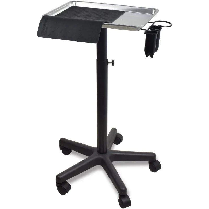 

Premium Aluminum Instrument Salon Tray W/Accessory Caddy Tattoo Rolling Tray Station Height Trolley Beauty Tool