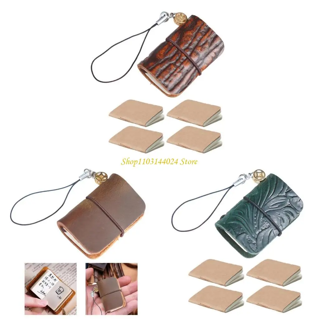 Stylish Leather Pocket Notepad Stylish Miniature Notebook Leather Texture Pocket Notepad for Drawing and Note Taking