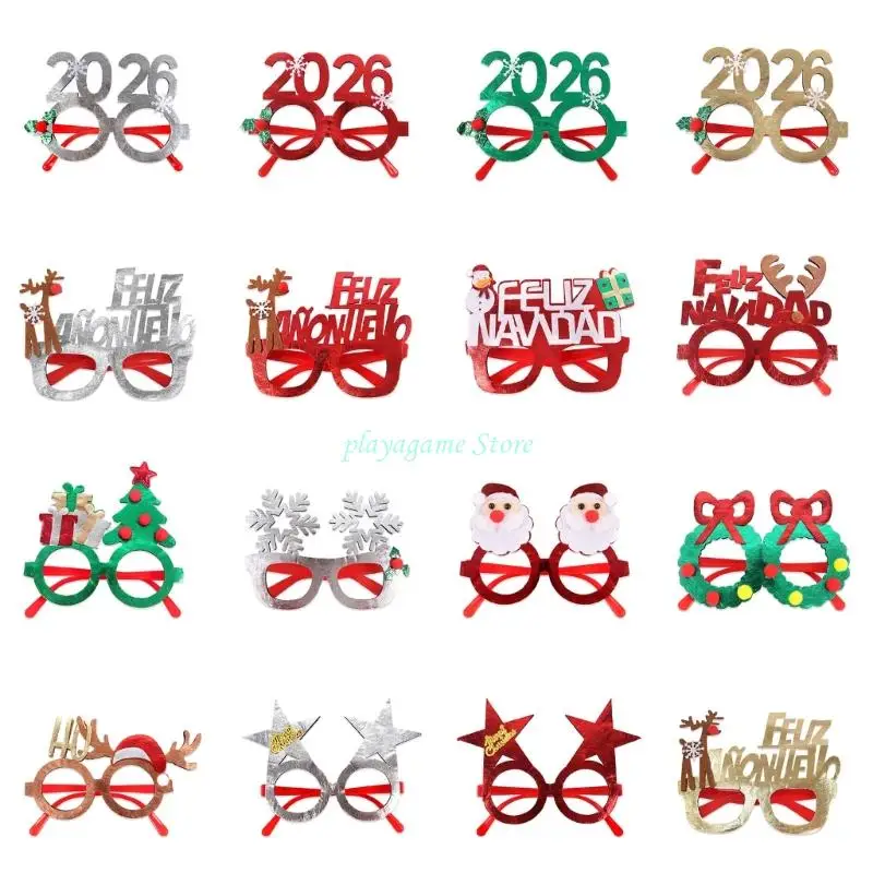 Y88A Festive Christmas Glasses For Holiday Parties Role Play Costume Accessories With Practical Felts And Plastic Design