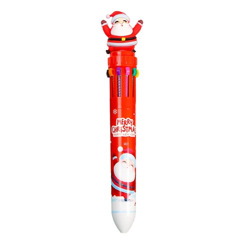 Christmas Ballpoint Pen 10-Colors-in-1 Multicolor Pen for Christmas Stocking Stuffer Christmas Party Favor Supplies