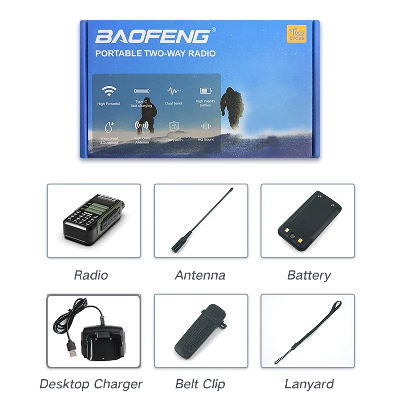 วิทยุสื่อสาร Baofeng UV-16พลัสเครื่องชาร์จ USB ระยะไกลเครื่องรับส่งสัญญาณมือถือแบบสองคลื่นความถี่2Way ล่าสัตว์