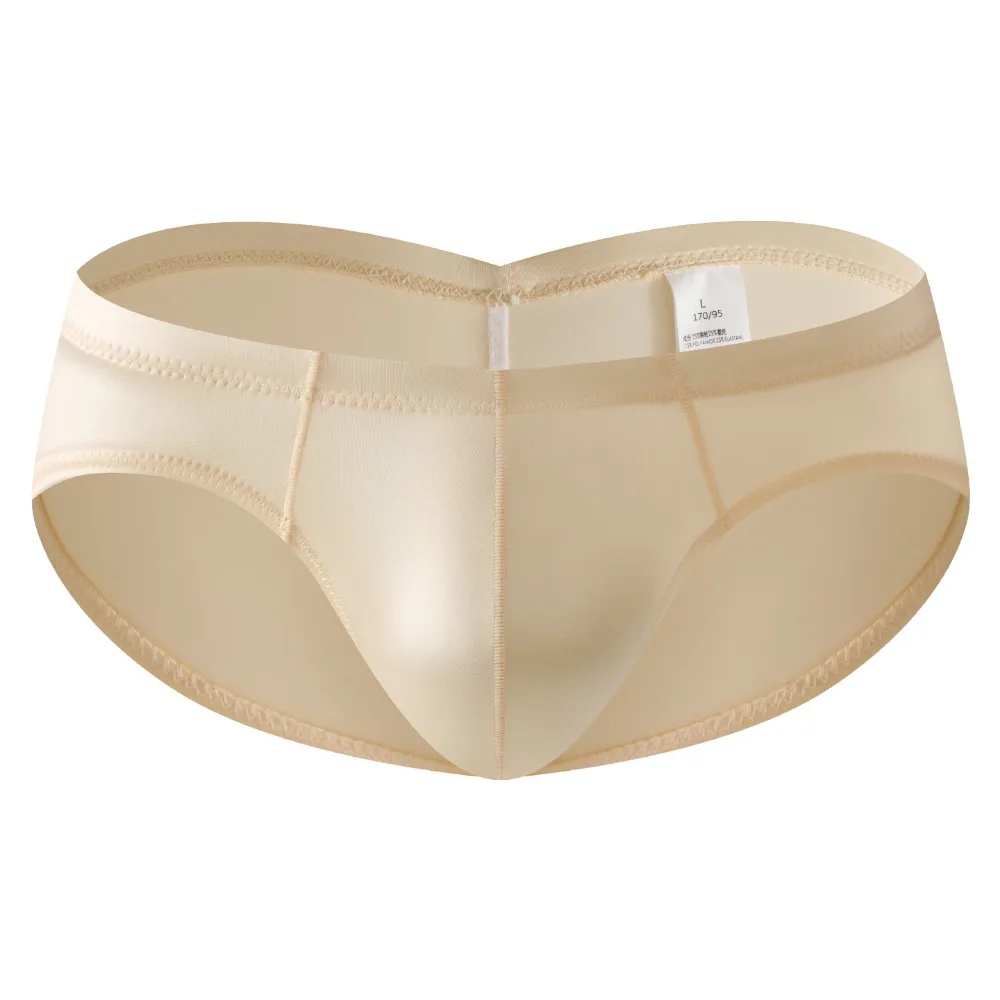 Low Waist Male Underwear Glossy Shiny Bulge Pouch Satin Silk Briefs Ice Silk Lingerie Men's Triangle Panties Fitness Exercise