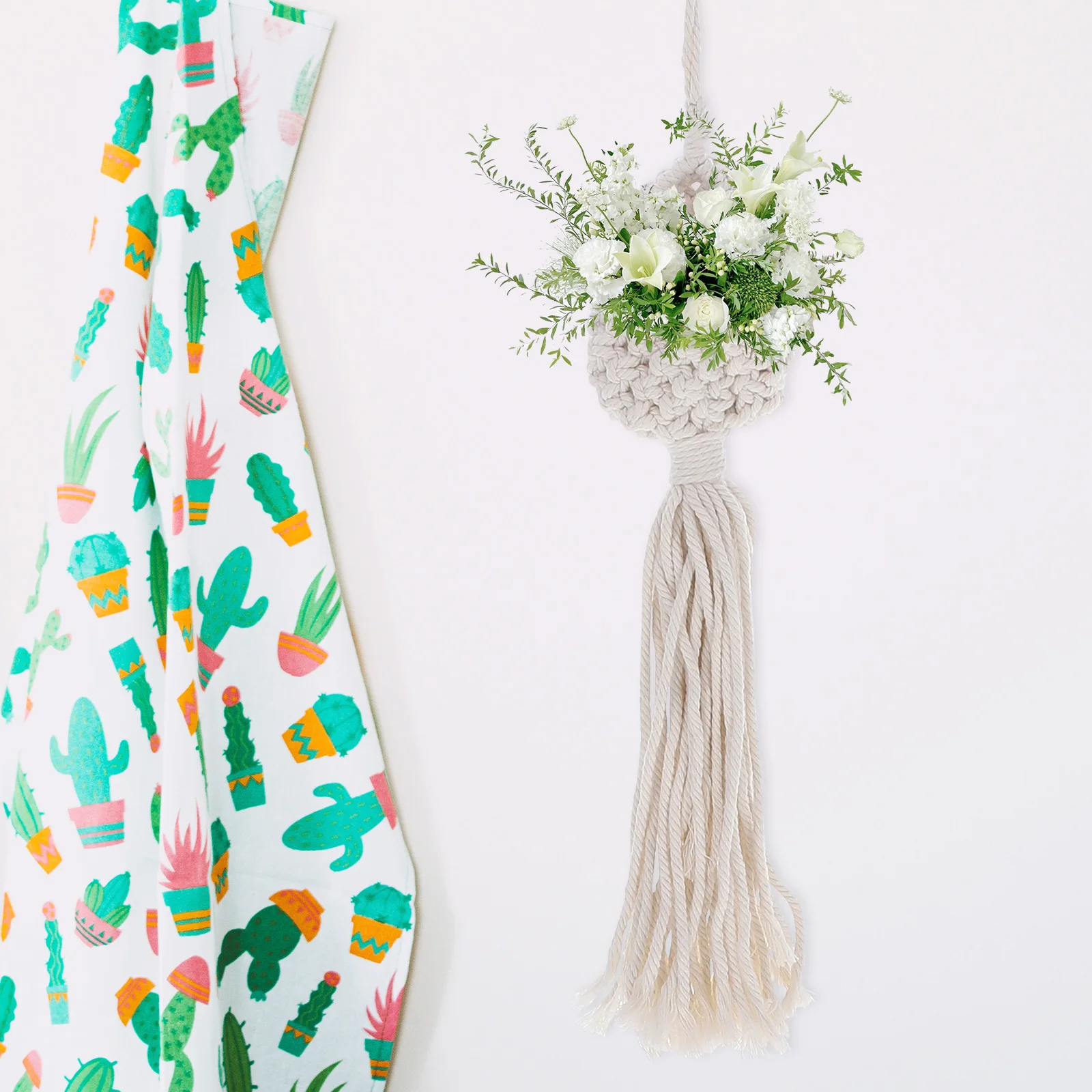 

Hanging Flower 5x4 Boho 5cm Air Plant Holder Cotton Rope Pot Basket Decor Bedroom Garden Macrame