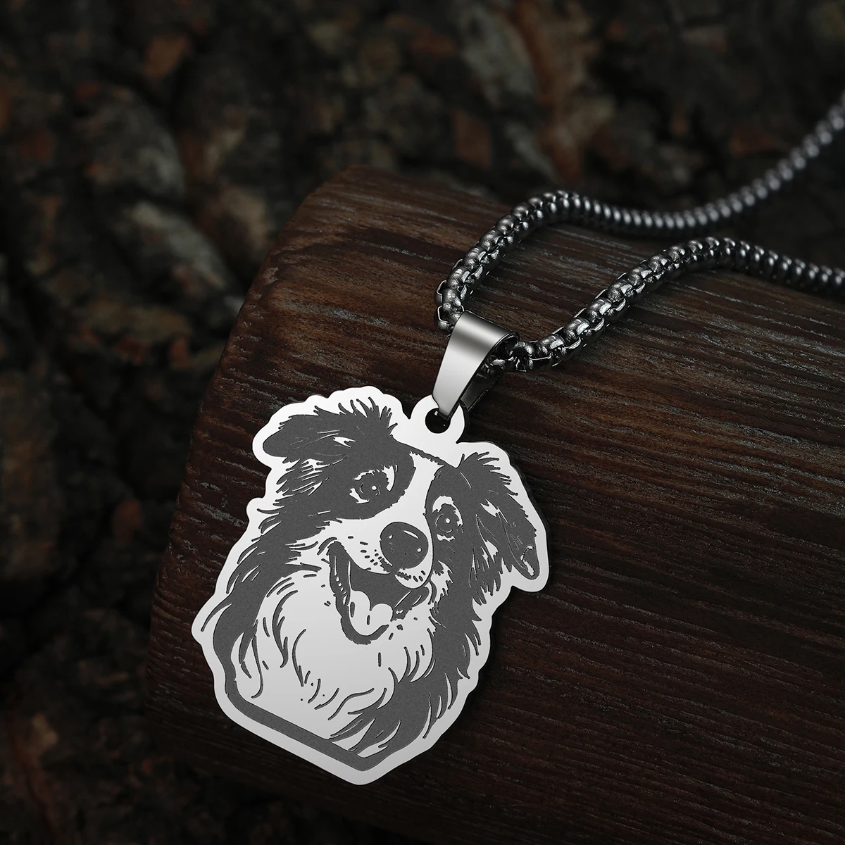Chandler Australian Shepherd Pendant Necklace Women Men Jewelry Punk Animal Jewelry Stainless Steel Dog Necklace