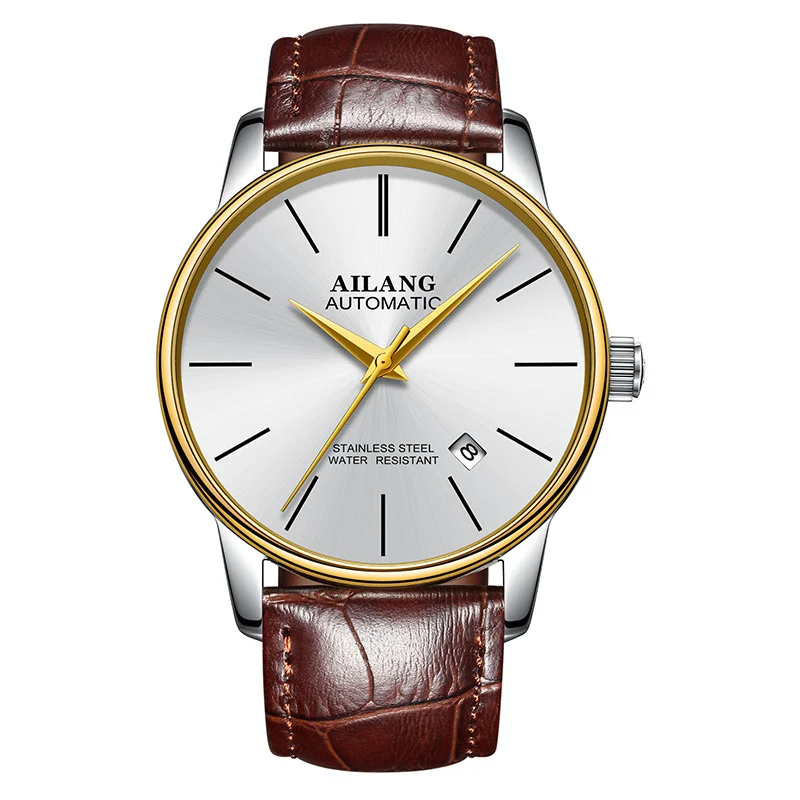 AL2603 Classic Slim High Quality Ailang Stainless Steel Case Mechanical Watch Automatic Water Resistant Leisure Style 10mm Thin