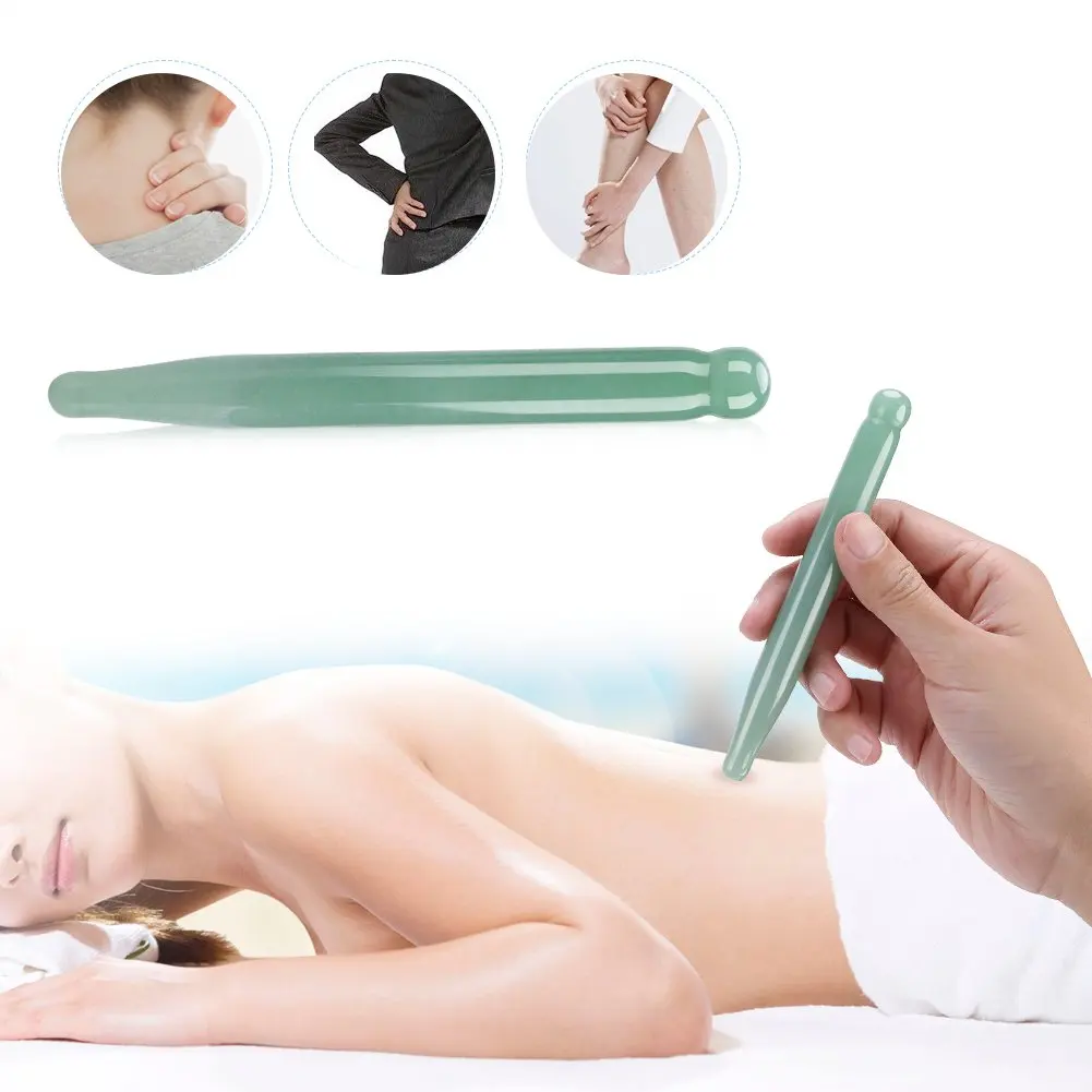 1Pcs Jade Stone Massage Wand Massage Stone Stick Jade Carving Polished Massage Health Relaxation Wand 