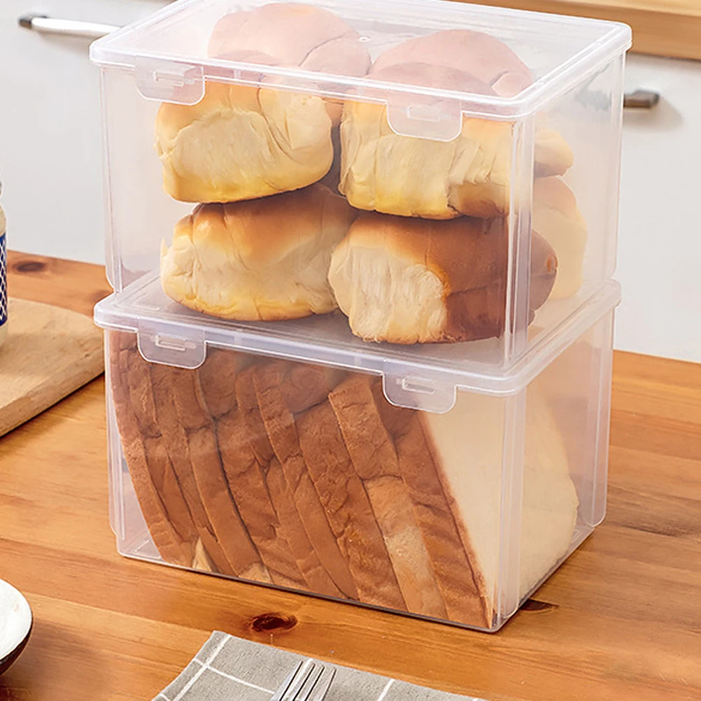 

2pcs Fridge Sealing Box Plastic Containers Clear Food Storage Leakproof Fruit Vegetable Container Bread Dispenser Kitchen Bar