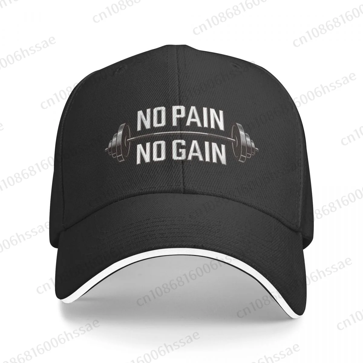 No Pain No Gain Gym Motivational Quote Baseball Caps Hip Hop Sandwich Cap Men Women Adjustable Outdoor Sport Hats