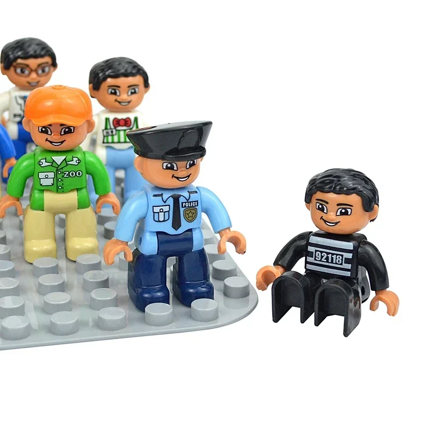 Big Size Figures Building Block Doll Family Farmer Pirate Worker Doctor Policemen Large Brick Compatible Build House Duploes Toy