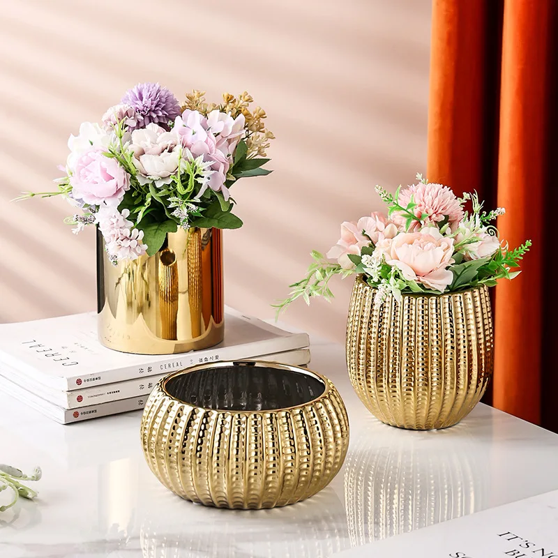 Nordic Style Geometric Shape Ceramic Material Flower Pot Office Arrangement Decoration Balcony Coffee Table