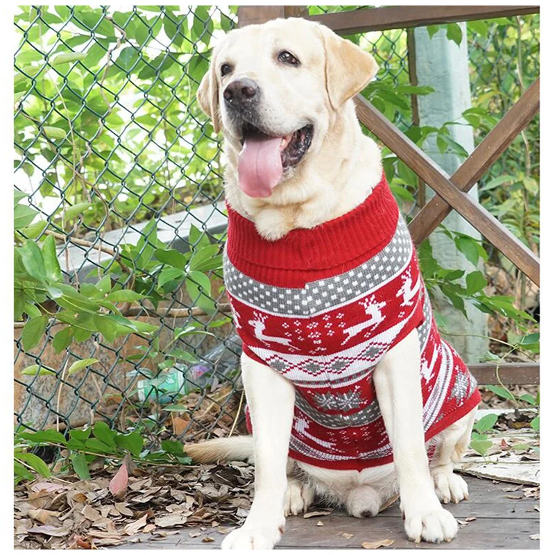 Dog Ugly Christmas Reindeer Sweater Xmas Pet Winter Knitwear Clothes Warm Turtleneck Sweater Outfit for Medium Large Dogs