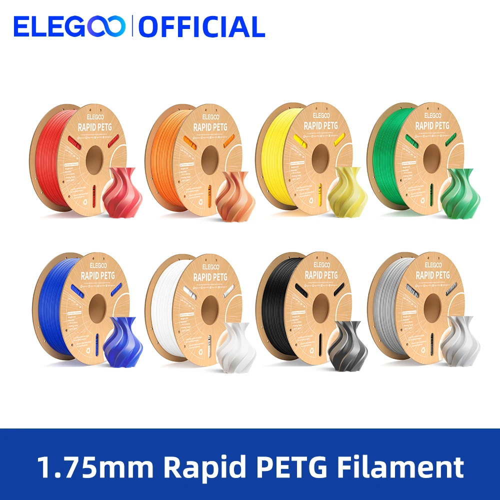 ELEGOO Rapid PETG Filament 1.75mm 1KG,High Speed 30-600mm/s 3D Printer Filament 1kg Fits for Most FDM 3D Printers