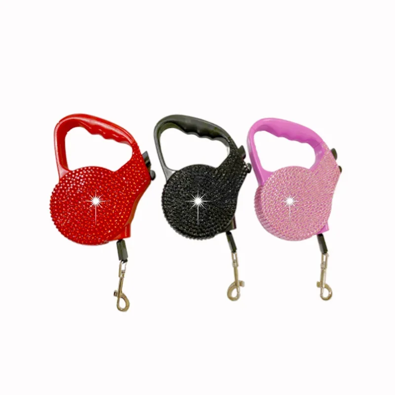 Bling Diamond Dog Traction Rope Automatic Telescopic Cat Traction Rope Traction Belt Dog Leashes 3M Length Pet Supplies