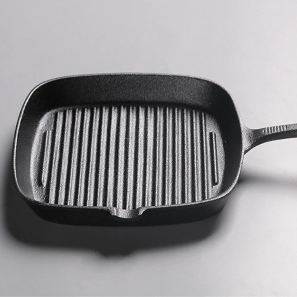 Pans Steak Skillet Square Iron Non-stick Stripe Frying Steak-Frying Cast Uncoated