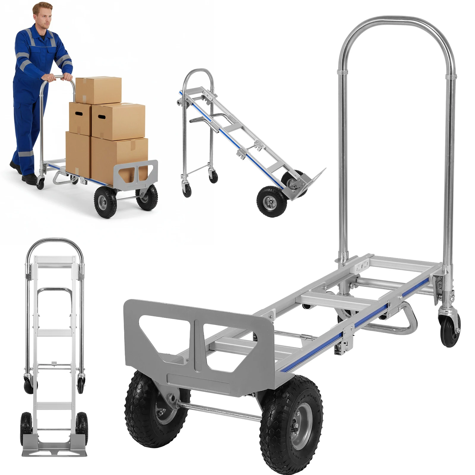 

Трансформируемая ручная тележка-платформа, устойчивая к ржавчине, для перевозки грузов и хранения, износостойкая, для склада, фабрики, розничного магазина, офиса