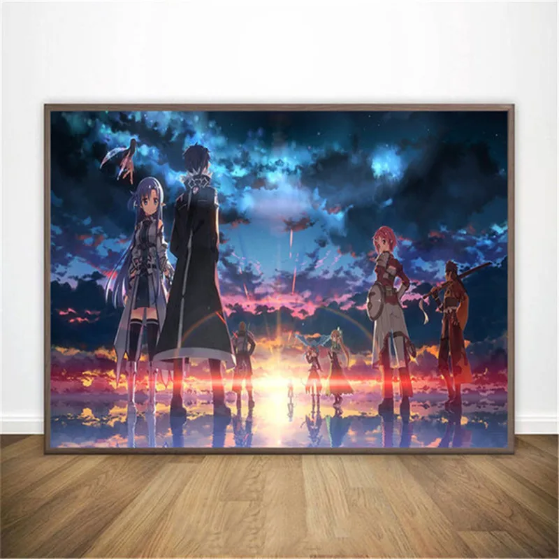 Sword Art Online Kirito Asuna Posters and Prints Japan Video Game Anime Canvas Painting Wall Art Pictures For Living Room Decor