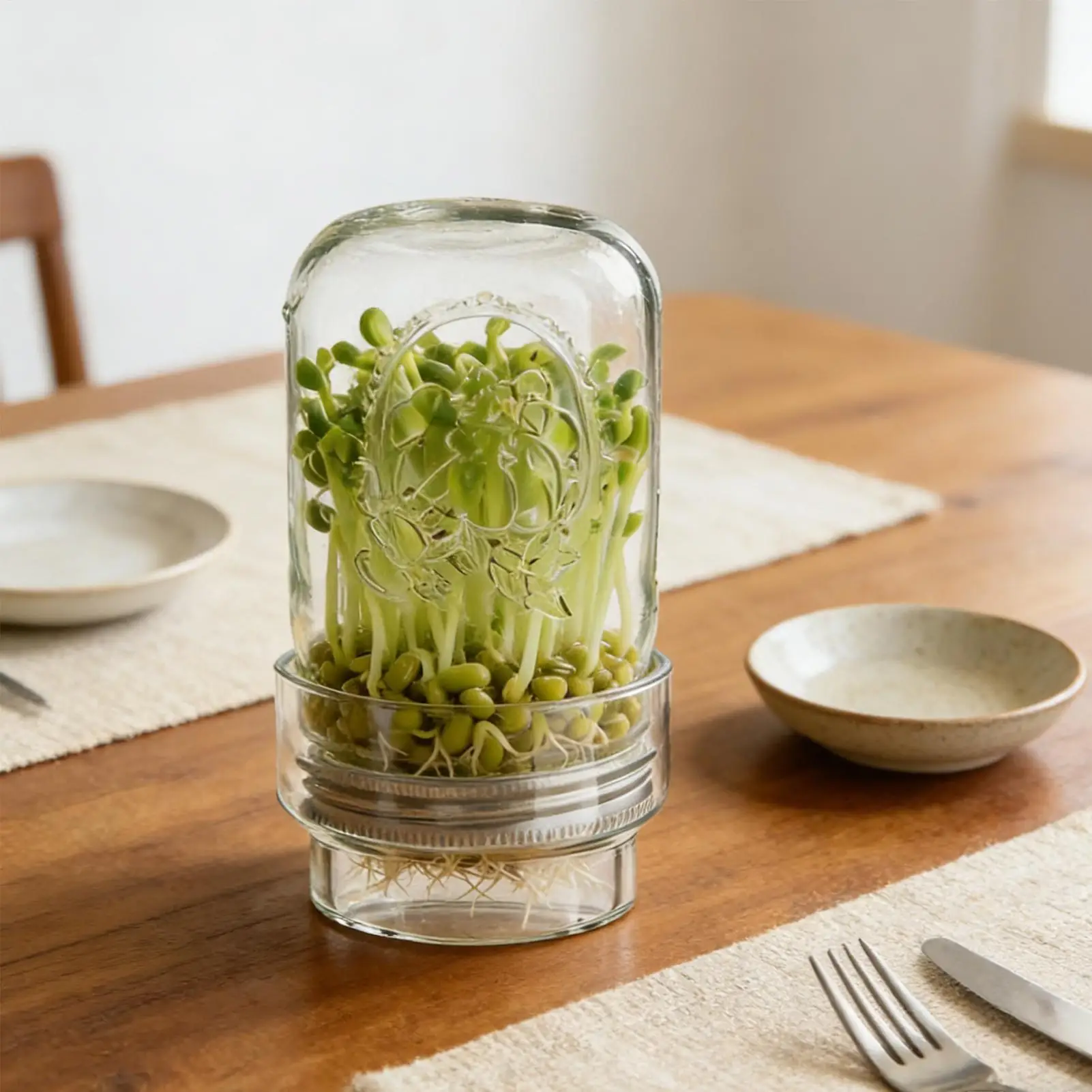 Glass Sprouting Jar Kit Mung Bean Sprouts Growing Broccoli Sprouts Growing Kit For Gardeners Beginners Homesteaders Kitchen